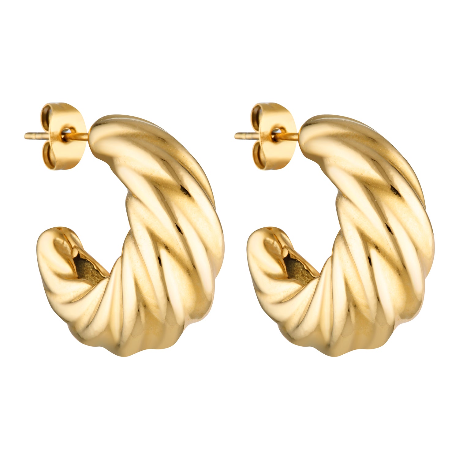 gold earrings womens jewellery chunky hoop Waterproof hypoallergenic. sustainable unique affordable