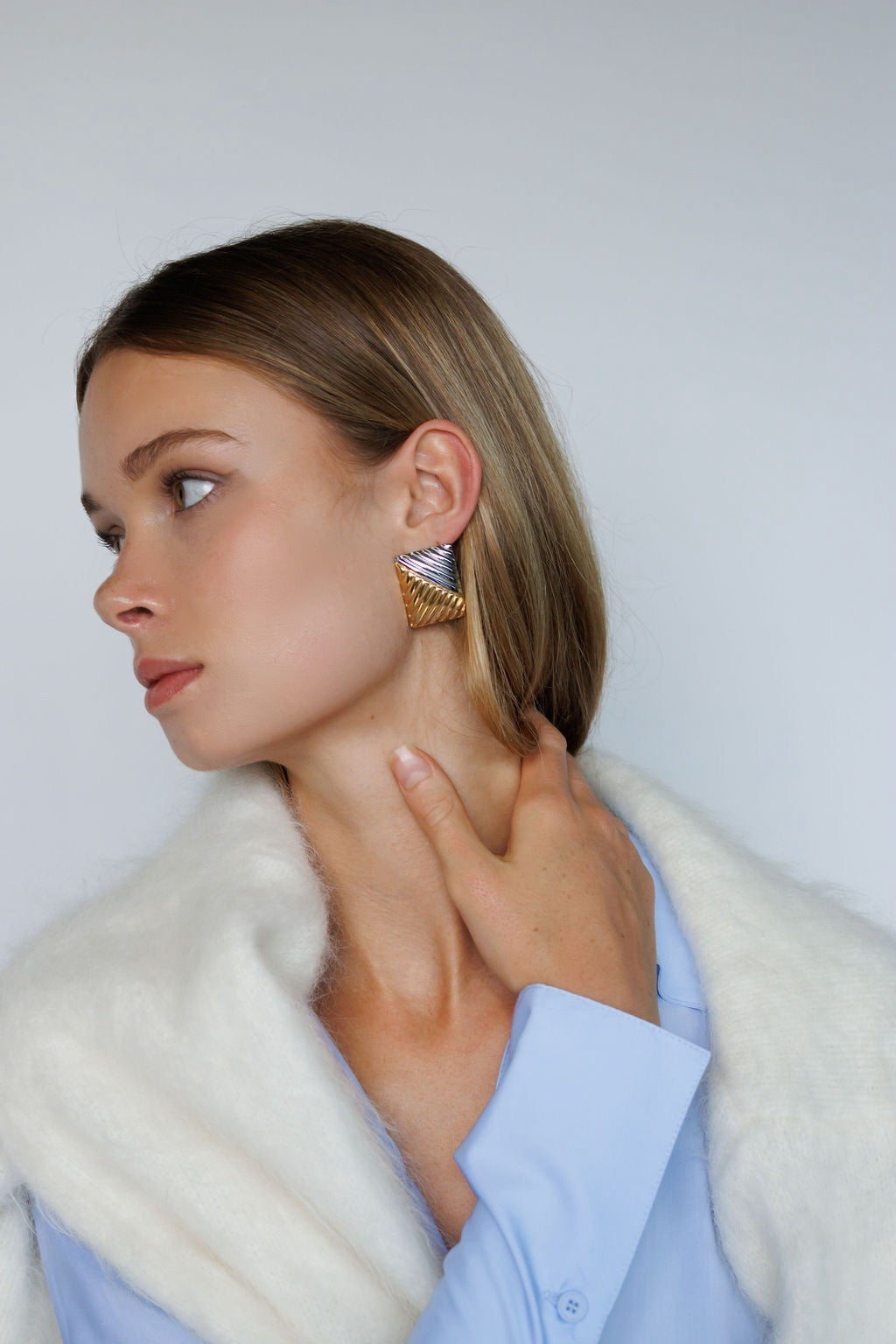 two tone gold earrings womens jewellery Waterproof hypoallergenic. sustainable unique  affordable
