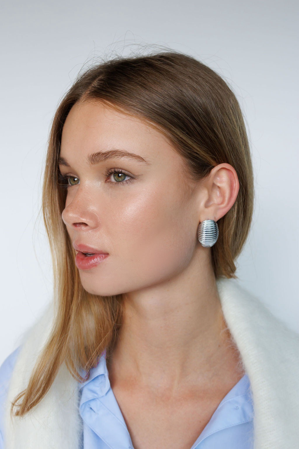 silver white gold earrings womens jewellery Waterproof hypoallergenic. sustainable unique  affordable