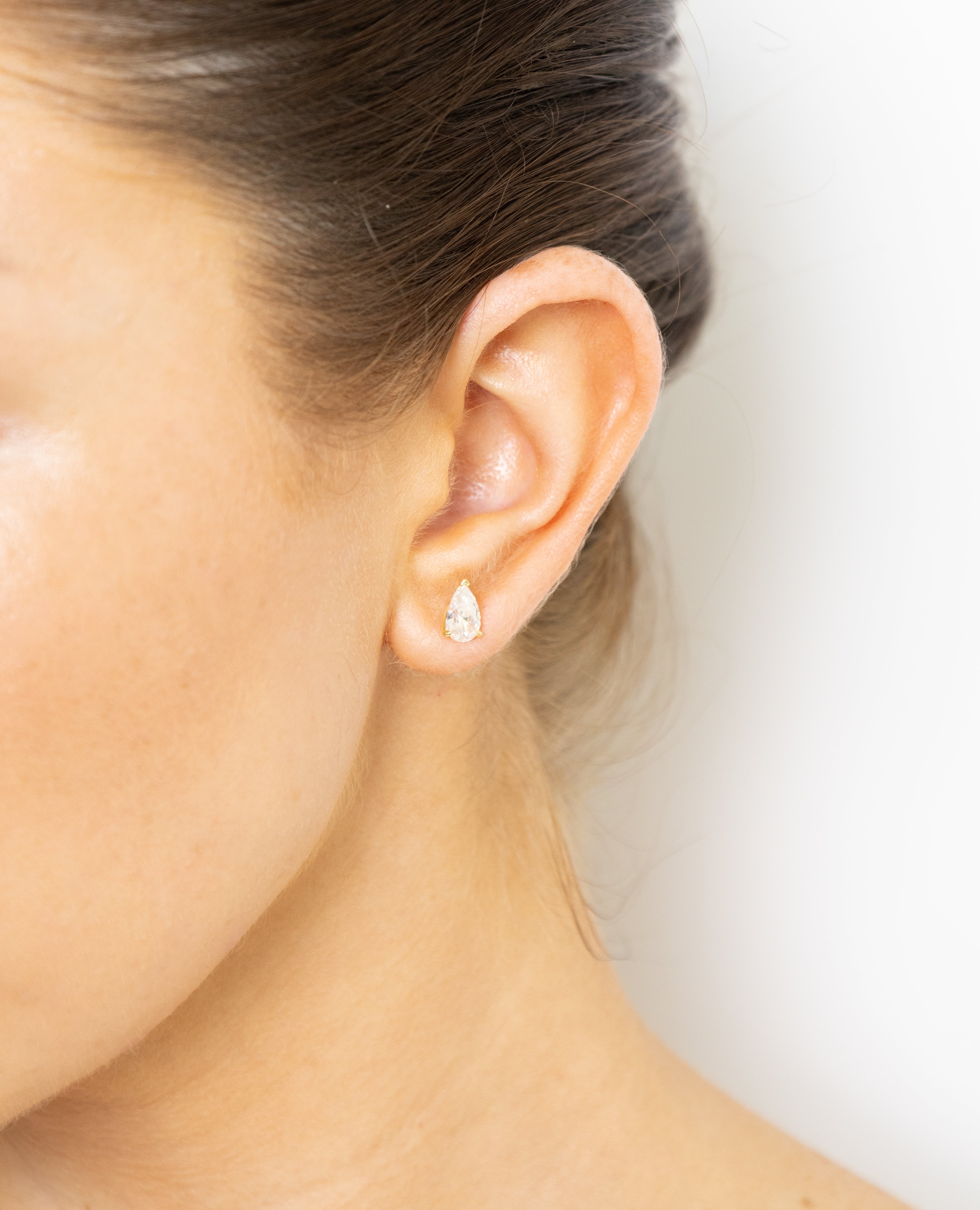 gold pear studs 925 sterling silver waterproof diamond studs