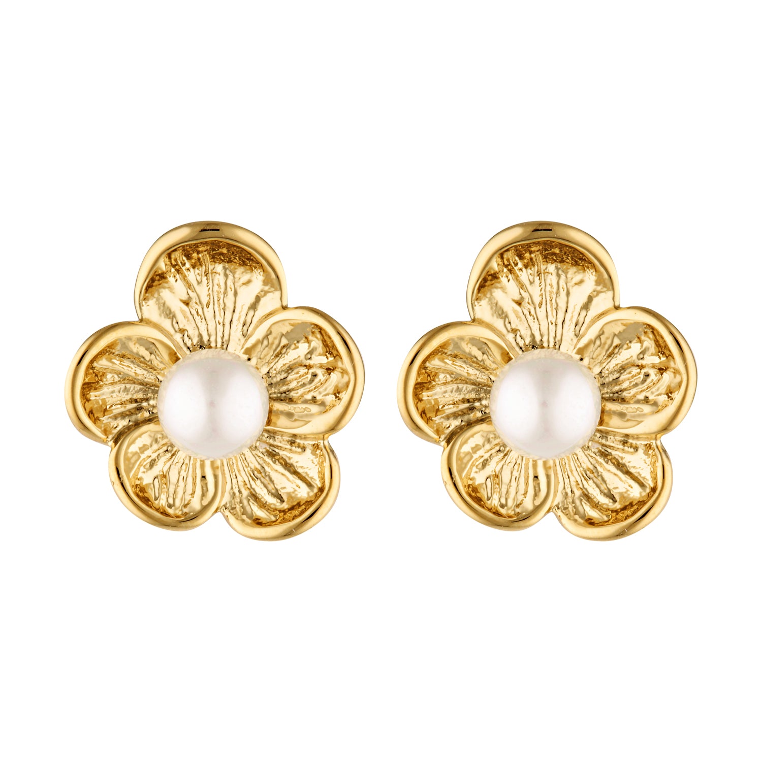 gold flower pearl earrings Waterproof, hypoallergenic unique jewellery Australian black tie affordable
